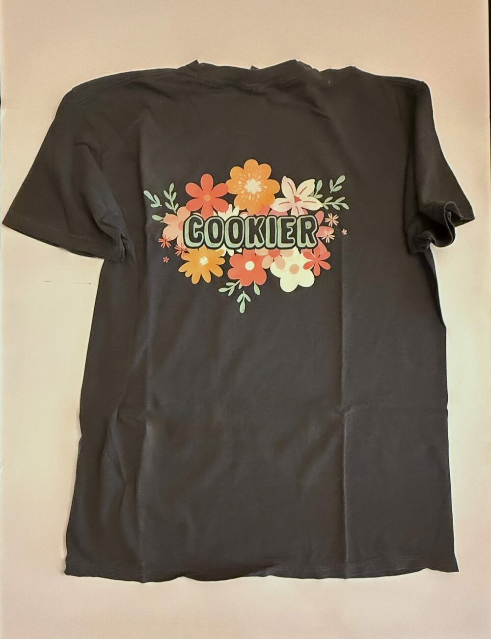 Doughmestic Cookie COOKIER Floral Graphic Tee Comfort Colors Large L NWOT